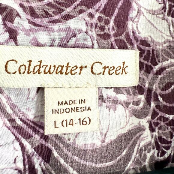 Coldwater Creek Sz Large 14-16 Long Sleeve Purple Blouse Shirt Top Mature Fall - Picture 2 of 8